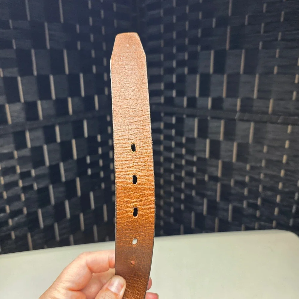 Banana Republic Mens Italian Cow Leather Belt 32 Cognac Brown Silver Buckle USA